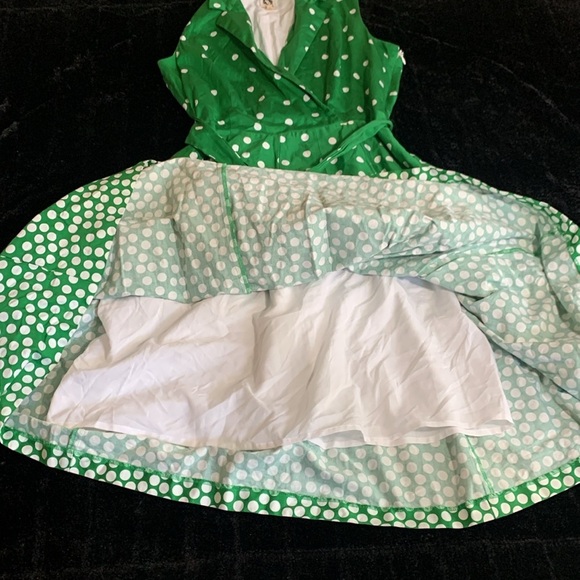 Anne Klein Faux Wrap Green & White Polka Dot Dress Fit and Flare New Size 8 - Picture 7 of 8